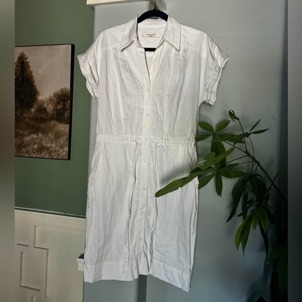 Vintage 80’s Evan Picone White Button Down Dress with Pockets Size 8